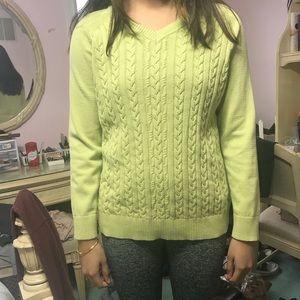 green sweater